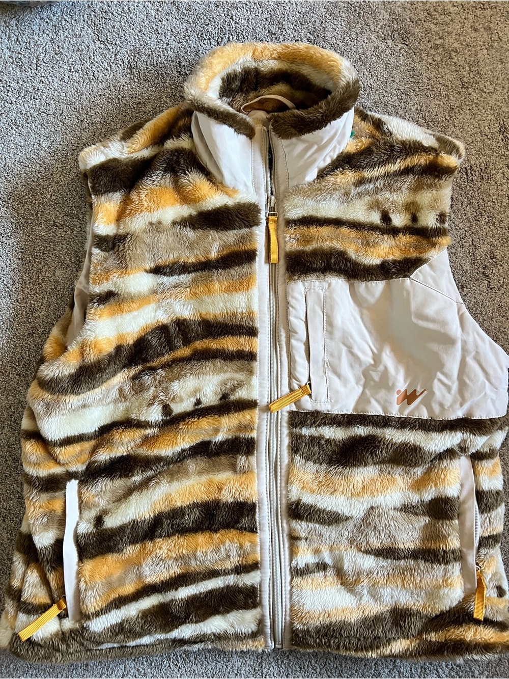 Without Walls Men’s Multicolored Striped Sherpa FleeceVest Urban Outfitters L